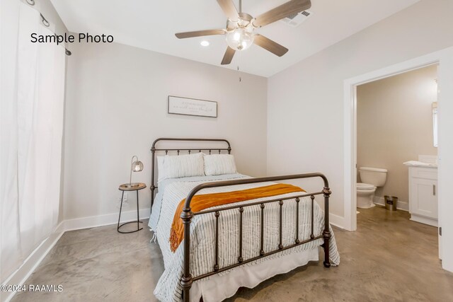 bedroom featuring ceiling fan