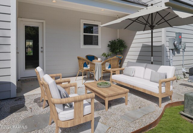 view of patio / terrace featuring an outdoor hangout area