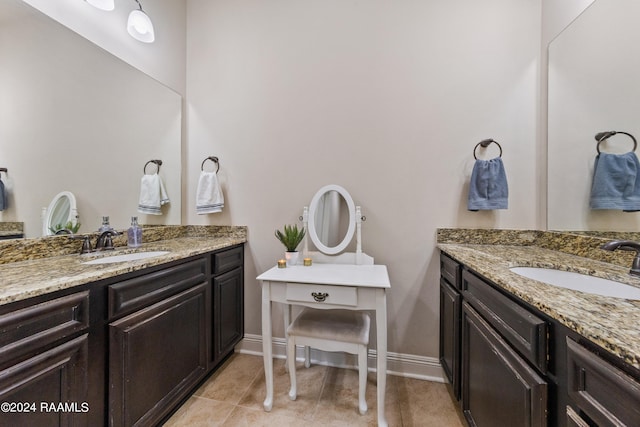 bathroom with vanity and tile patterned floors