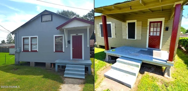 bungalow with a front yard