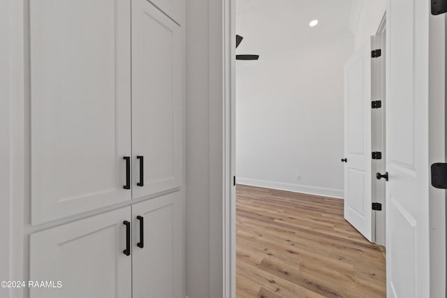 hall featuring light wood-type flooring