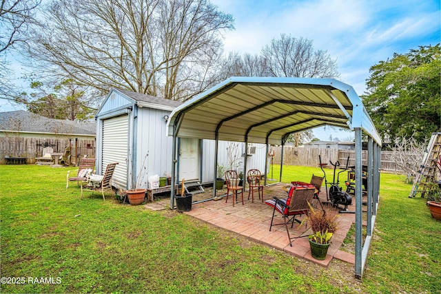 exterior space featuring a yard and a carport