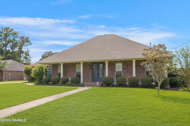 view of front of home with a front yard