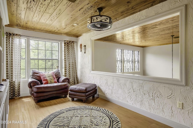 415 Fort Hamilton Dr, Opelousas, LA 70570 - sitting room featuring wooden ceiling, wood finished floors, and baseboards