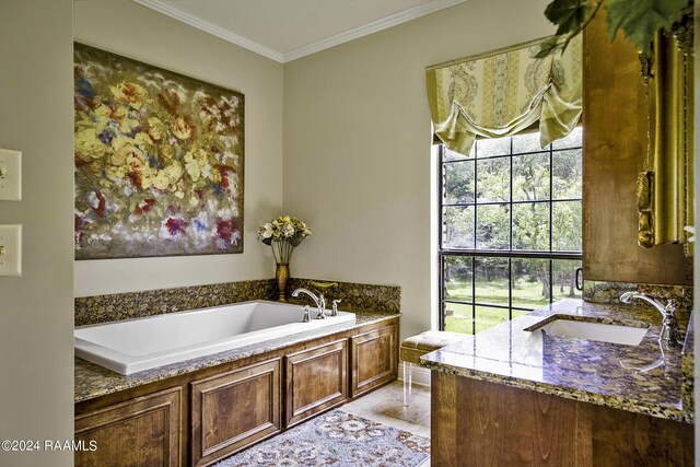 415 Fort Hamilton Dr, Opelousas, LA 70570 - full bath with crown molding, a bath, and a sink