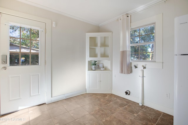 interior space featuring crown molding