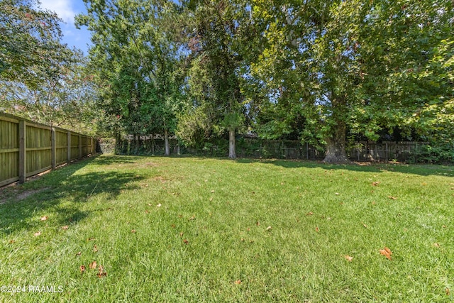 view of yard with a fenced backyard