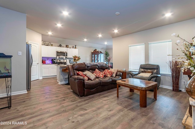 living room with hardwood / wood-style floors