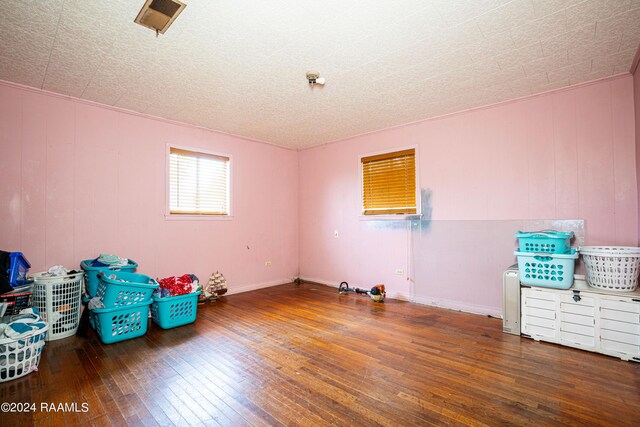 interior space with dark wood-type flooring