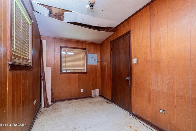 interior space with wooden walls