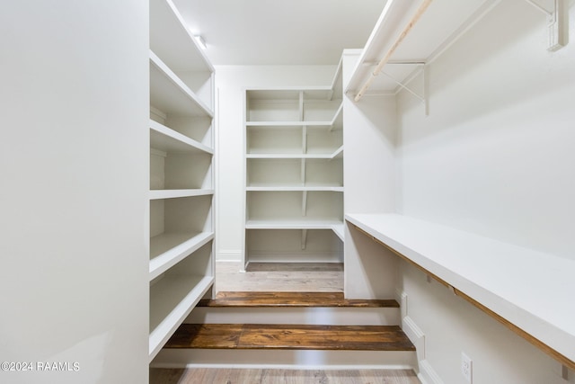 spacious closet featuring hardwood / wood-style flooring