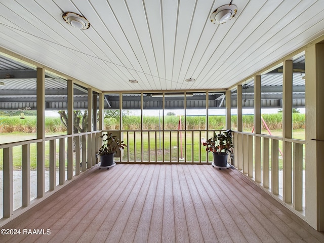 view of unfurnished sunroom