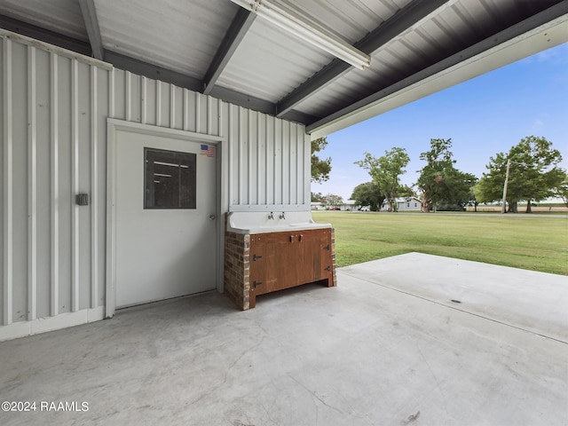 view of patio with a sink