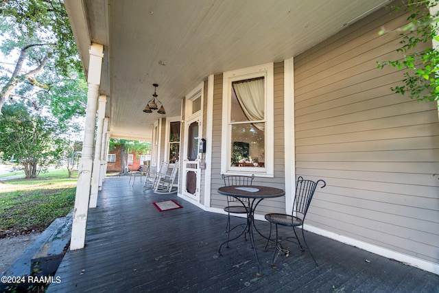 deck featuring a porch