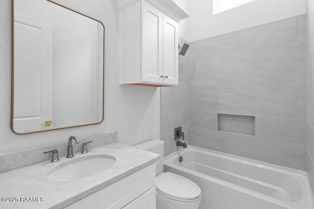full bathroom featuring toilet, vanity, and shower / bath combination