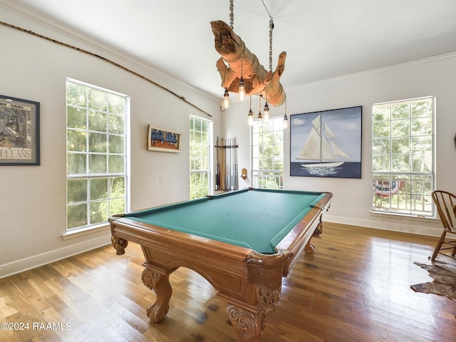 68335 Taulla Dr, Covington, LA 70433 - playroom with crown molding, pool table, and wood finished floors