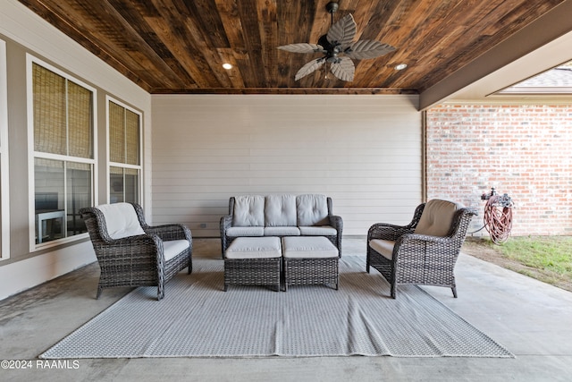 view of patio with an outdoor hangout area and ceiling fan