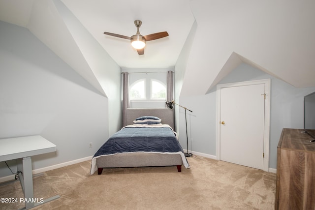 bedroom featuring carpet flooring, a ceiling fan, and baseboards