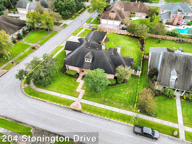 aerial view featuring a residential view