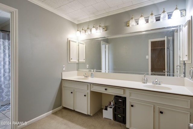 bathroom featuring vanity and crown molding