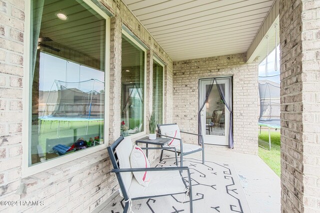 view of patio / terrace featuring a trampoline