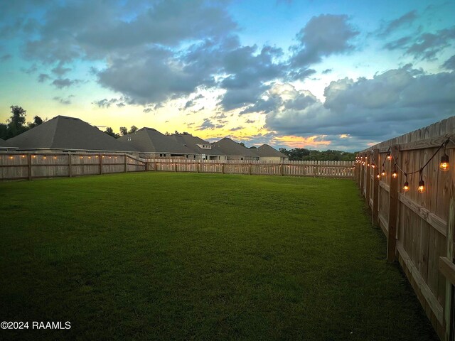 view of yard at dusk