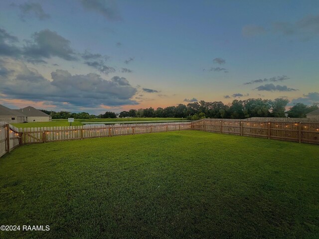 view of yard at dusk