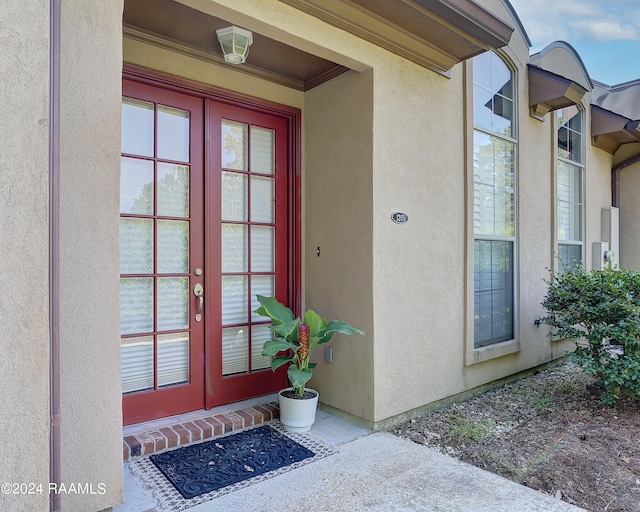 property entrance with french doors