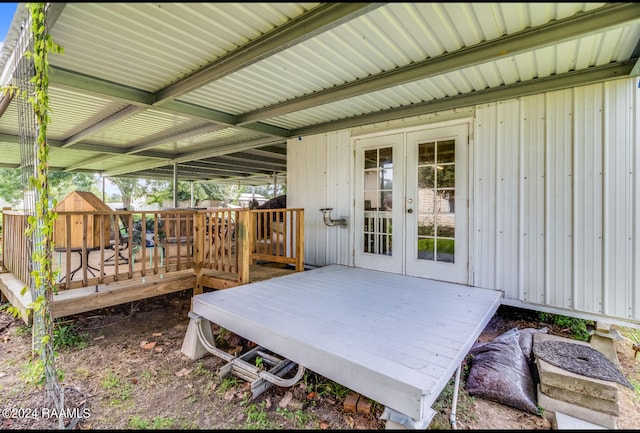 wooden deck with french doors