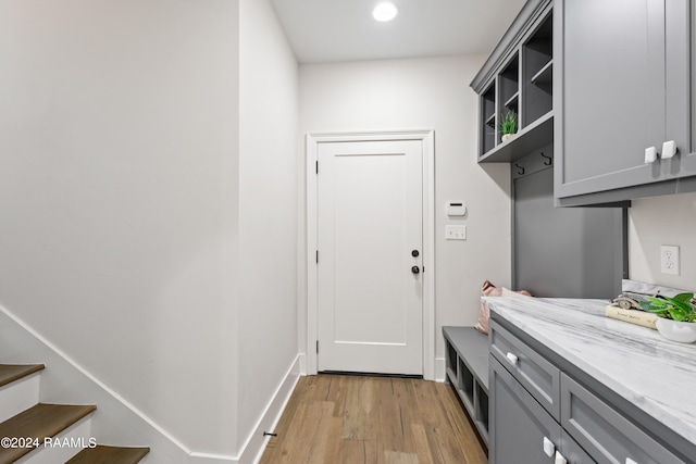 interior space with light hardwood / wood-style flooring