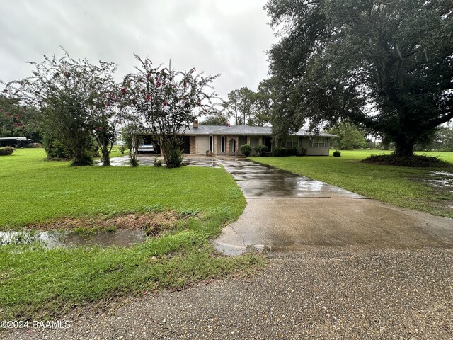 ranch-style house with a front lawn