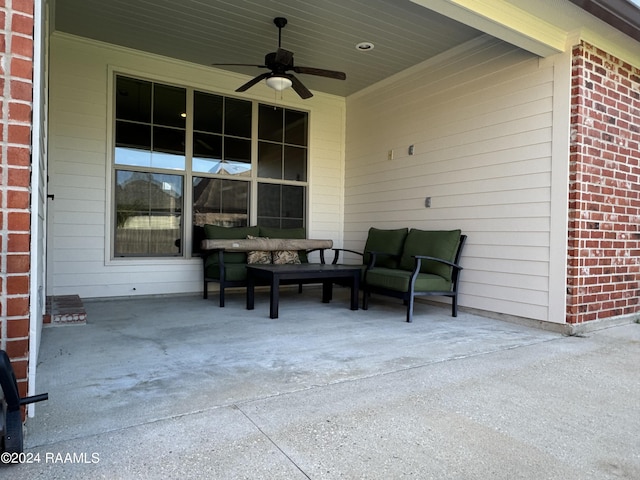 view of patio / terrace with outdoor lounge area and ceiling fan