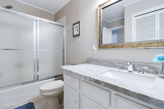 192 Tillou Andrus Dr, Opelousas, LA 70570 - full bath with bath / shower combo with glass door, toilet, vanity, and ornamental molding