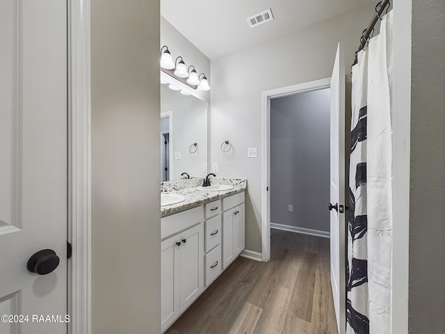 bathroom featuring wood-type flooring and vanity