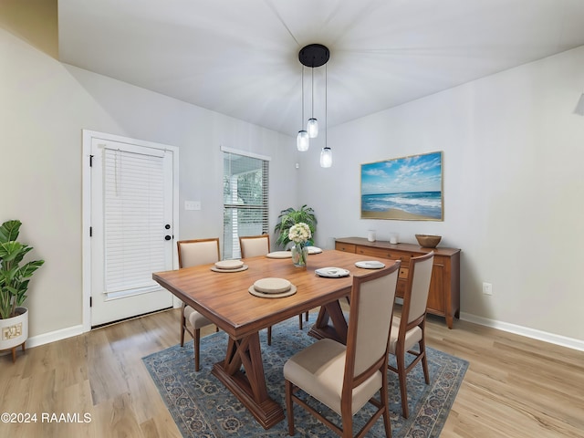 dining room with light hardwood / wood-style flooring