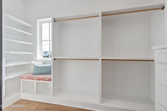 walk in closet featuring wood-type flooring