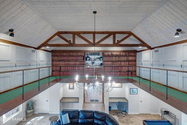 garage featuring wood ceiling