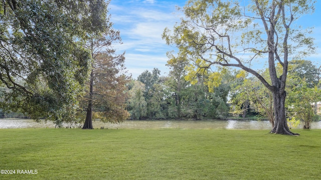 view of yard featuring a water view