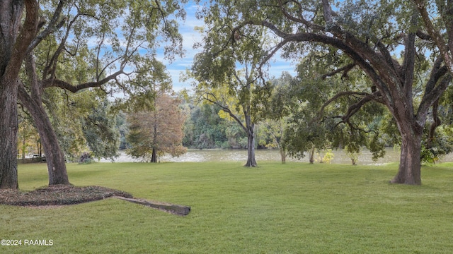 view of yard featuring a water view