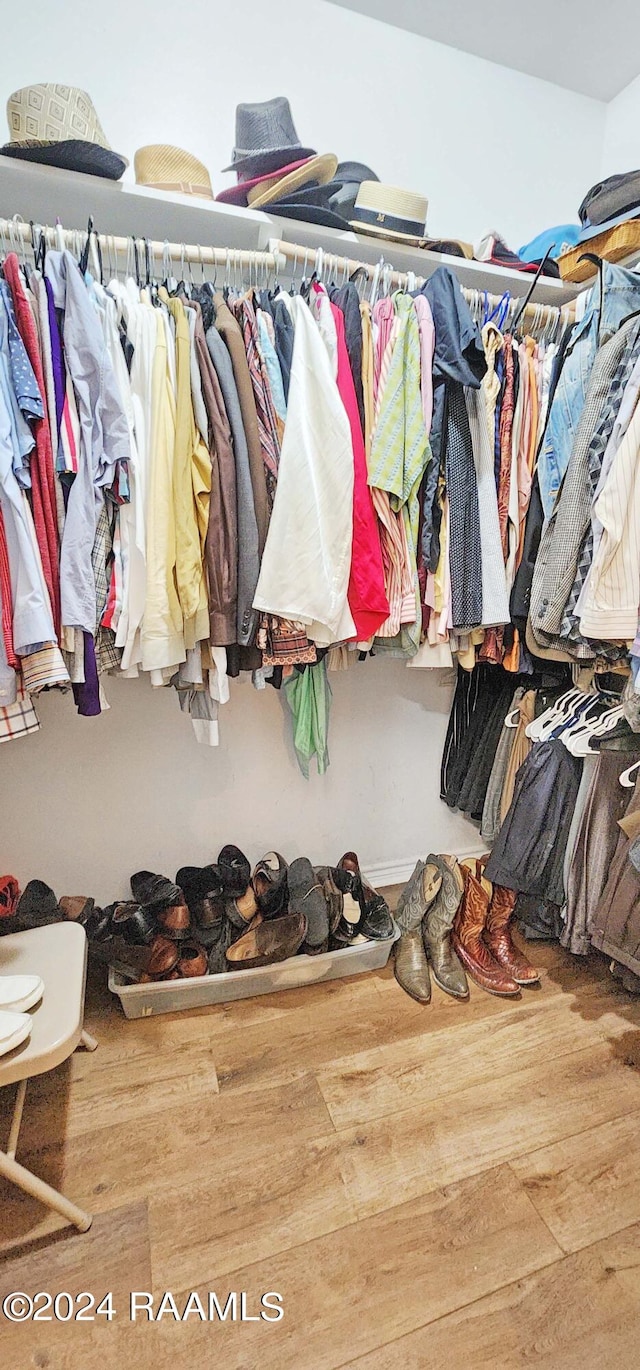 spacious closet featuring hardwood / wood-style flooring