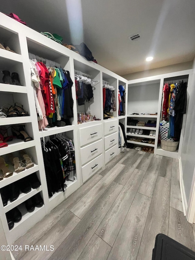 spacious closet with hardwood / wood-style floors