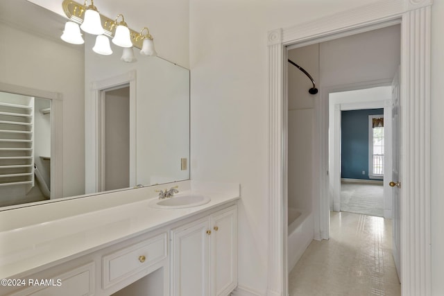 bathroom featuring vanity and shower / bathtub combination