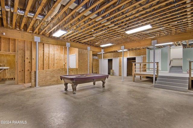 playroom featuring pool table and concrete floors