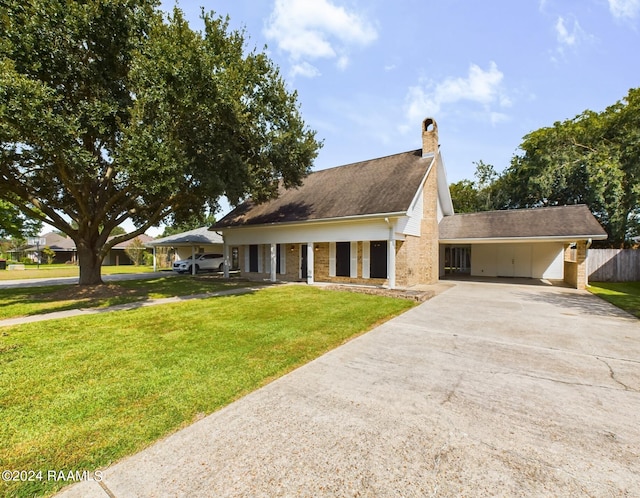 view of front facade featuring a front lawn