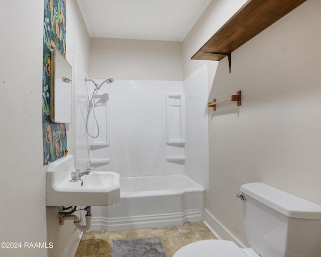 full bathroom featuring tub / shower combination, sink, and toilet