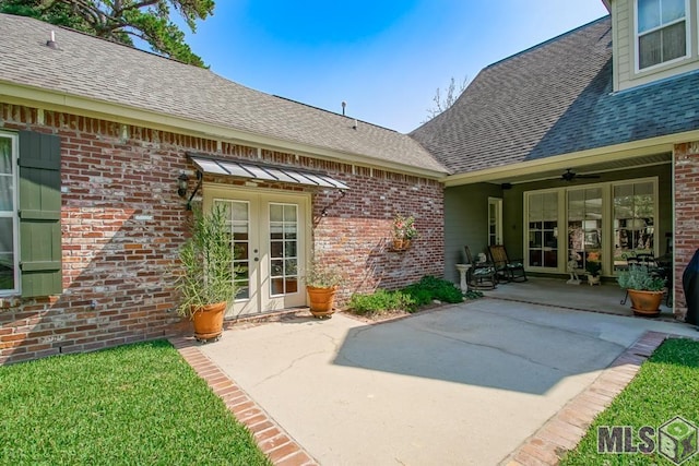 view of patio / terrace featuring french doors