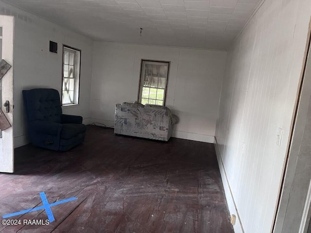 unfurnished room with dark hardwood / wood-style floors