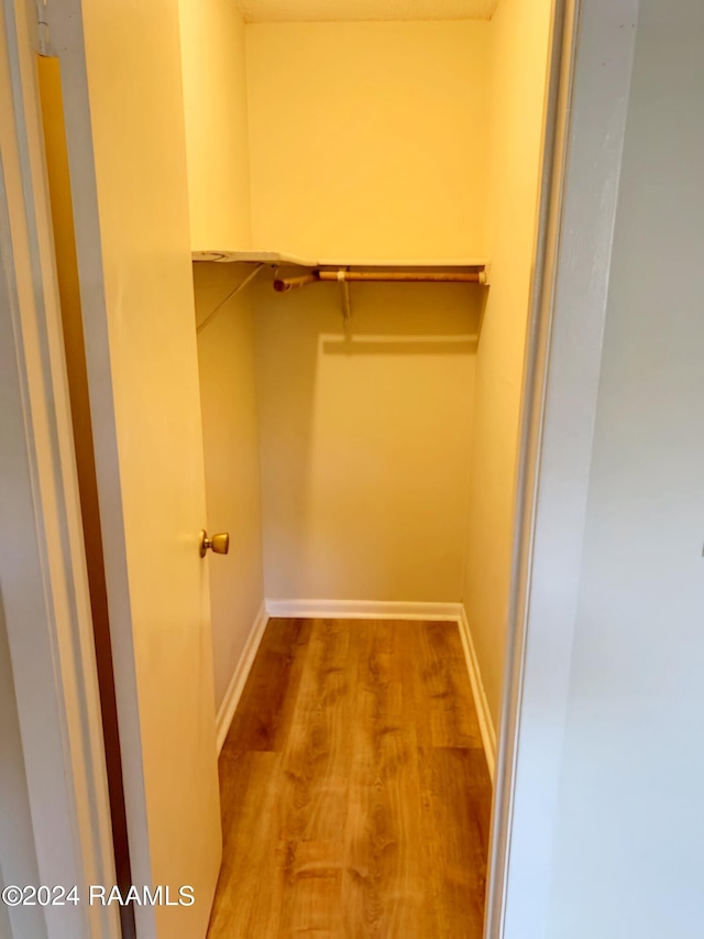 walk in closet featuring light hardwood / wood-style flooring