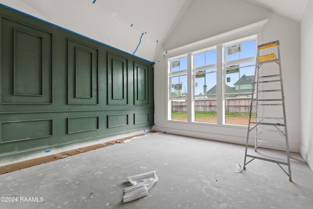 interior space featuring lofted ceiling