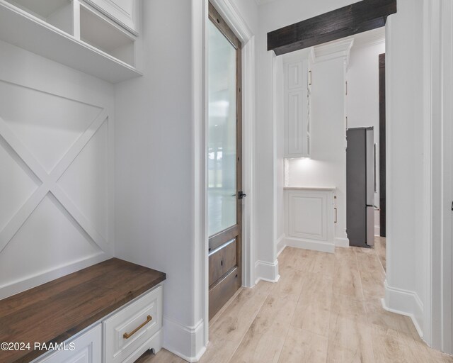 mudroom featuring light hardwood / wood-style floors